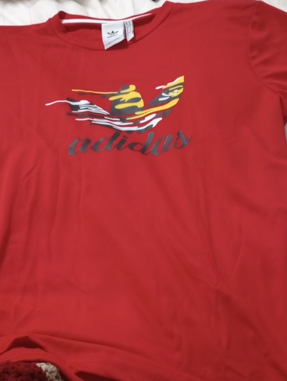NWT ADIDAS Bright Red Trefoil Logo Short Sleeve Tee. Dri Fit